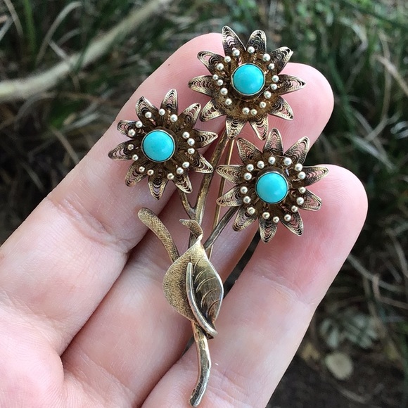 Vintage Turquoise Brooch - Picture 1 of 16